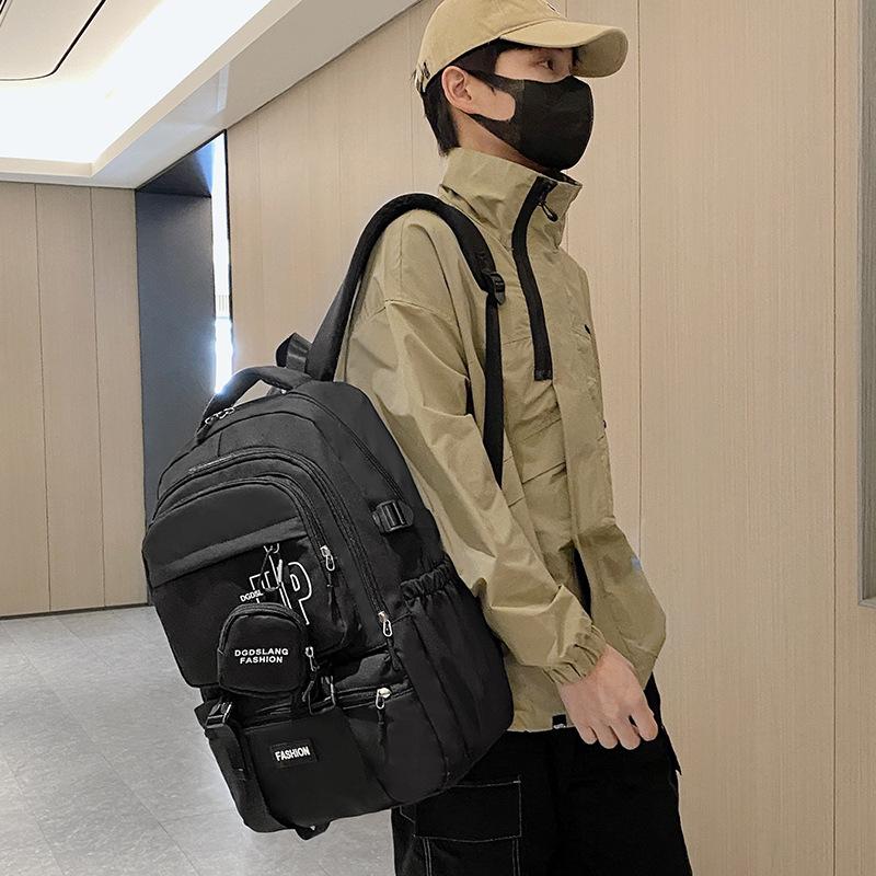 Contrasting color backpack Female student schoolbag College niche lightweight backpack Simple casual junior high school student backpack