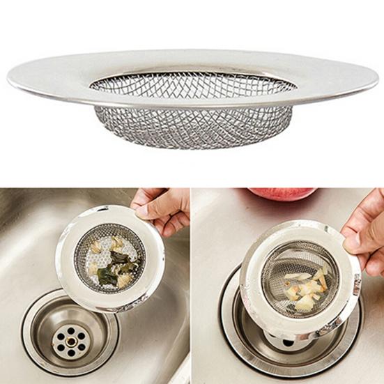 Stainless Steel Mesh Sink Strainer Trap Bath Hair Drain Hole Metal Flume Filter