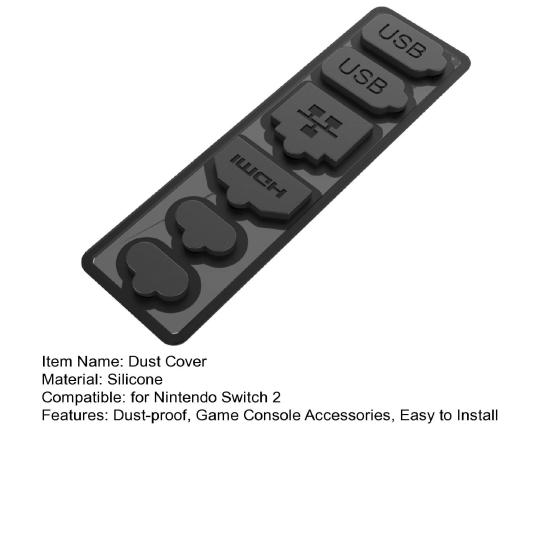 Silicone Dust Cover for Nintendo Switch 2 USB A/C LAN Port Dust Protector 6-In-1