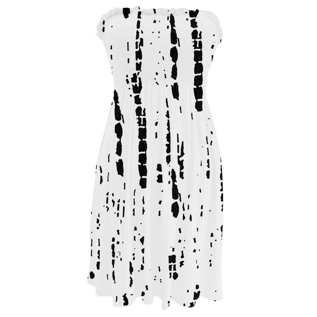 Modisches Damen-Freizeitkleid mit Bandeau-Ausschnitt und Blumendruck, ärmellos