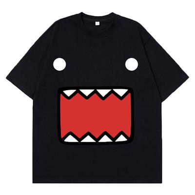 Domo Kun Puppengesicht Grafik T-Shirts Unisex Damen Baumwolle Freizeit T-Shirts Kurzarm Ästhetisch Trendiges T-Shirt Harajuku