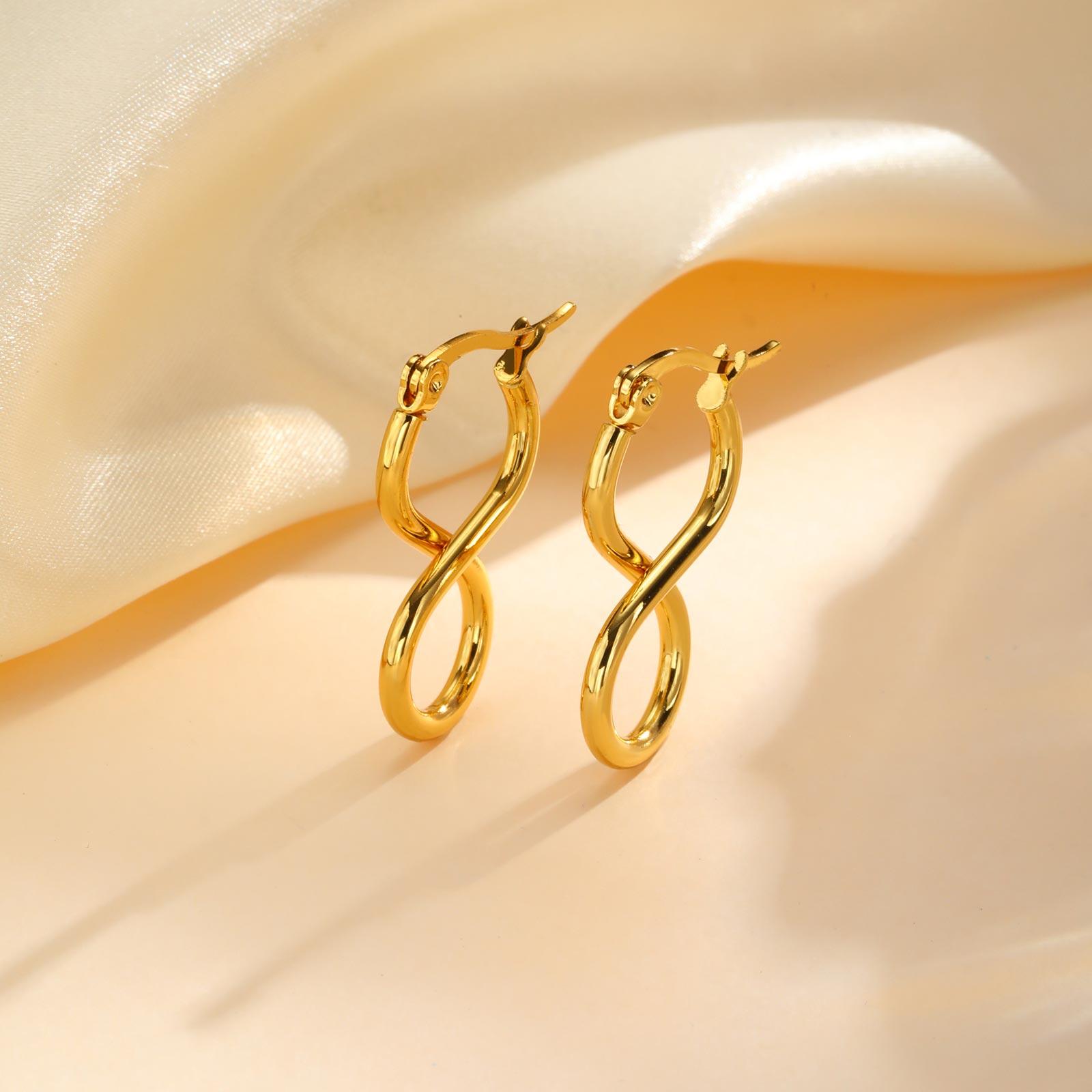 Simple Hollow U-Shaped Earrings for Women Stainless Steel Infinity Earrings 18k Gold Plated Daily Jewelry Gift