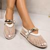 Fashion New Style Luxury Flat Fashion Sandals New Summer Round Head Breathable Non-slip Line Button Mary Jane Fishnet Shoes Ladies Shoes