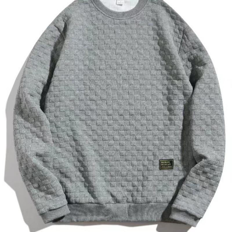 Foreign trade Men's sweater autumn and winter heavy plaid loose casual pullover round neck jacket