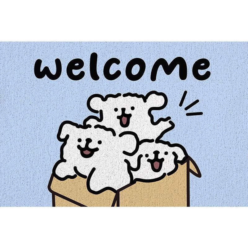 Cartoon Dog Diatom Mud Floor Mat Welcome Carpet for Living Room Entryway Non-Slip Bathroom Shower Area Footpad Kitchen Decor Rug