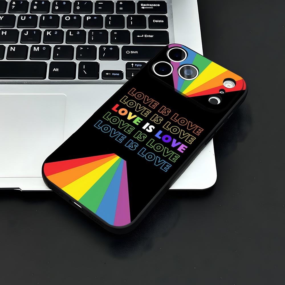 

Love Is Love LGBT Rainbow Phone Case For IPhone 17 Air 16 E Pro Max 15 14 13 Mini 12 Pro 11 Max Plus Black Soft Shell iPhone 15 Plus