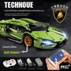 Green Bull 1:14 Remote Control Sports Car - Lego-Compatible Racing Model Building Set