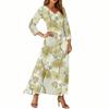 Dresses For Womens Vintage Tunic Waisted Midi Dress Summer Casual 3/4 Sleeve Dress