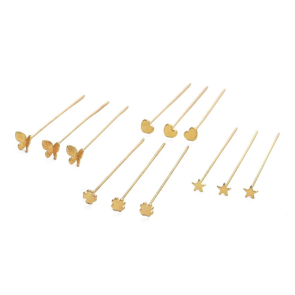 Copper Love Butterfly Five Pointed Star T-shaped Needle Pin For DIY Jewelry Making Craft Accessories