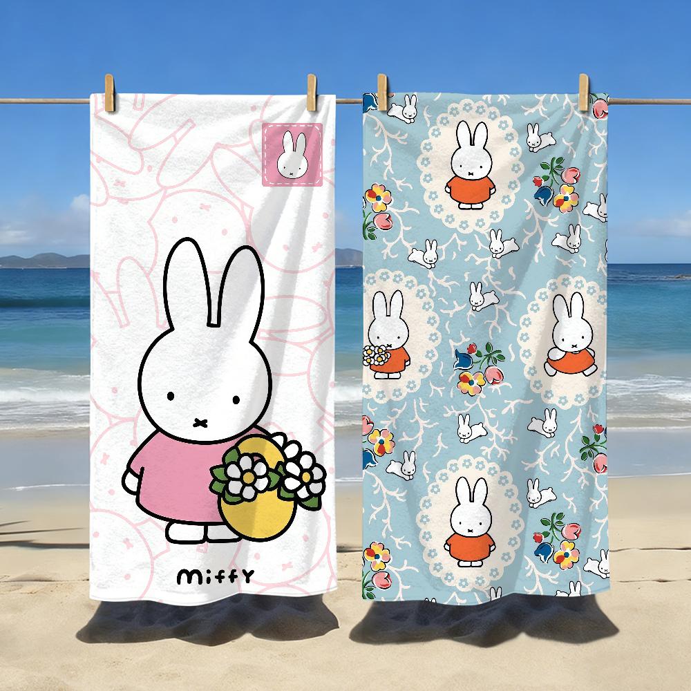 Cute M-Miffy-S Rabbit Kawaii Towel Sports Quick Dry Travel Camping Gear Sandproof Soft Light Large Beach Towel