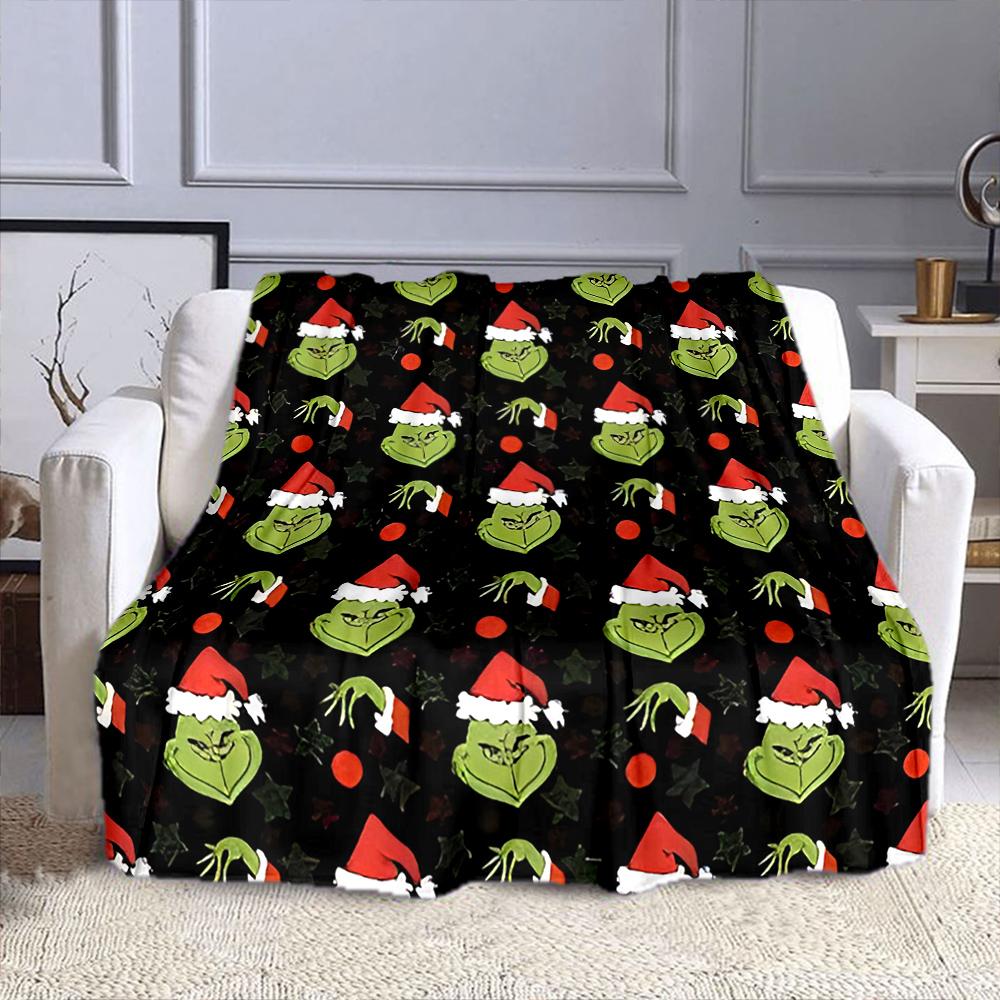 "Grinch Pattern Christmas Blanket" Patterned flannel blanket perfect for the bedroom living room, sofa, or a little nap