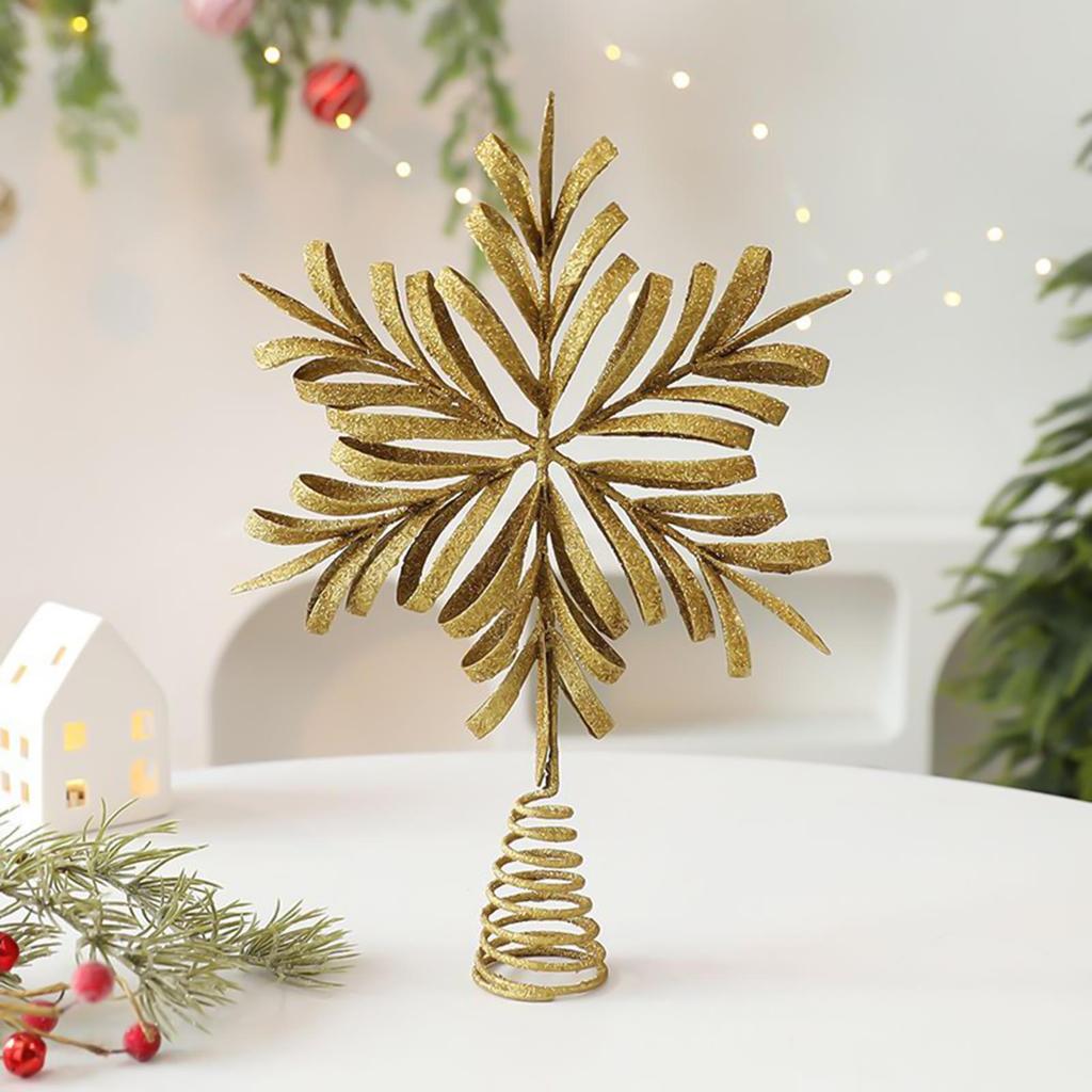 Tree Topper 3D Snowflake Christmas Star Tree Topper Lightweight Metal Decorations Ornaments For Fall Home Indoor Living Room