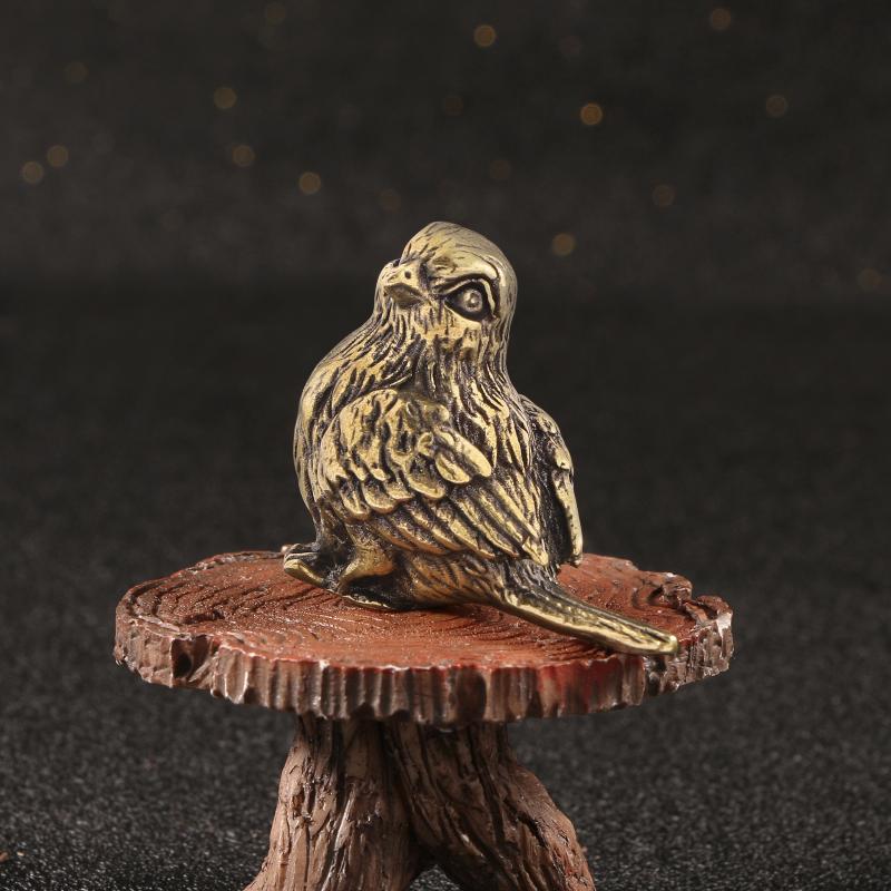 Small Sparrow Statue Metal Brass Tea Pet Table Ornament Home Decoration Accessories Retro Bird Animal Figurines Miniatures Craft
