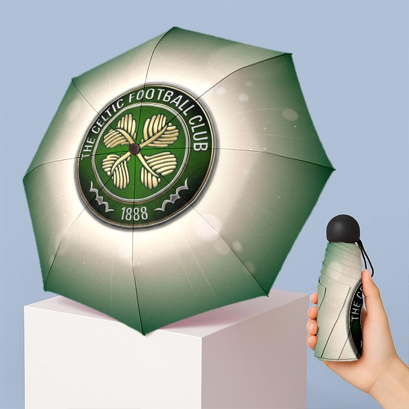 Celtic FC Mini 5 Fold Pocket Umbrella Compact Lightweight Anti UV Rain Sun Protection Umbrella Portable Travel Umbrella