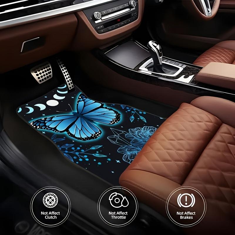 4pcs Fit Car Floor Mats Suitable for /SUVs/Trucks - Non-Slip Butterfly & Flower Design Front & Rear Seats, Durable ANR Rubber Vehicle Floor Liners