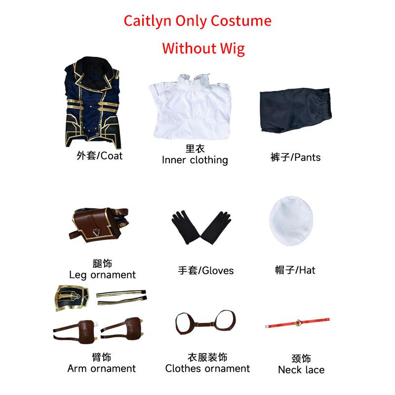 

Косплей-костюм Кейтлин из Аркейн, парик, волосы, сестра Джинкс Вай, косплей-униформа для женщин, наряды для ролевых игр на Хэллоуин L