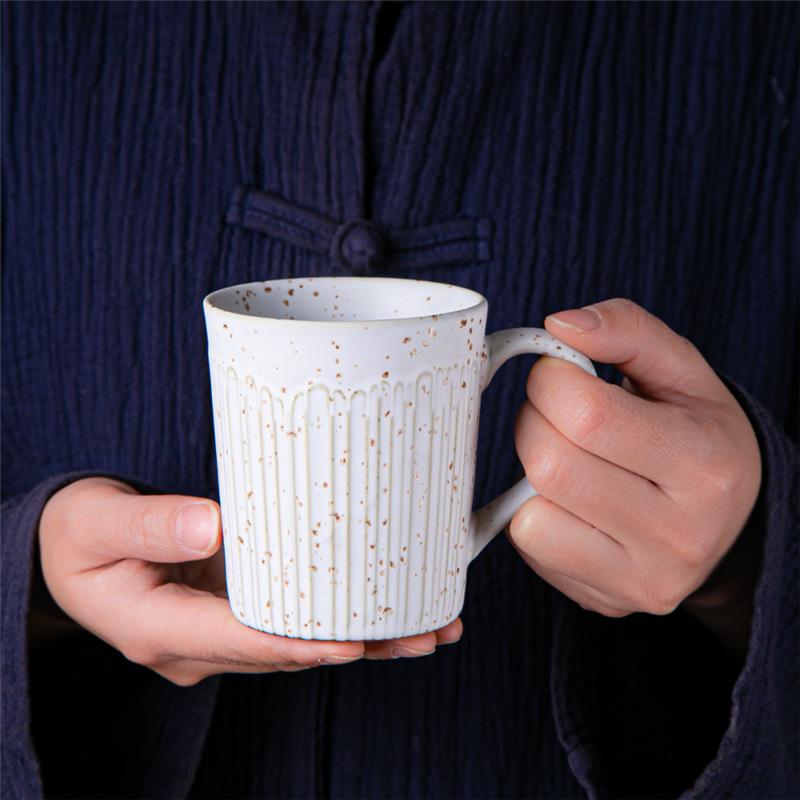 Ceramic Vertical Stripes Retro Supply Niche Ceramic Cup Japanese Creative Coffee Cup Coarse Pottery Water Cup