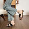 Thick-soled square head with cool slippers for women wearing summer retro temperament open-toed sandals for women