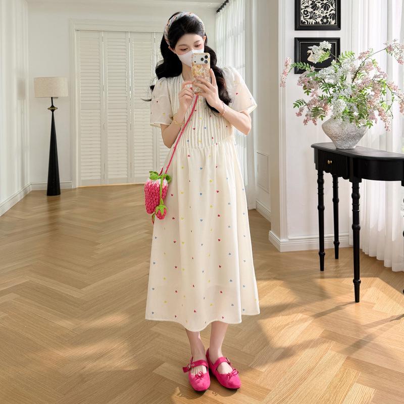 2026 Summer French Style Maternity Dress: Stylish & Thin, Mid-Length, Plus Size, Korean Version