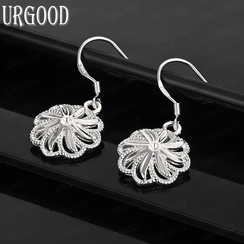 925 Sterling Silver Round Circle Drop Earring Fashion Charm Exquisite Jewelry