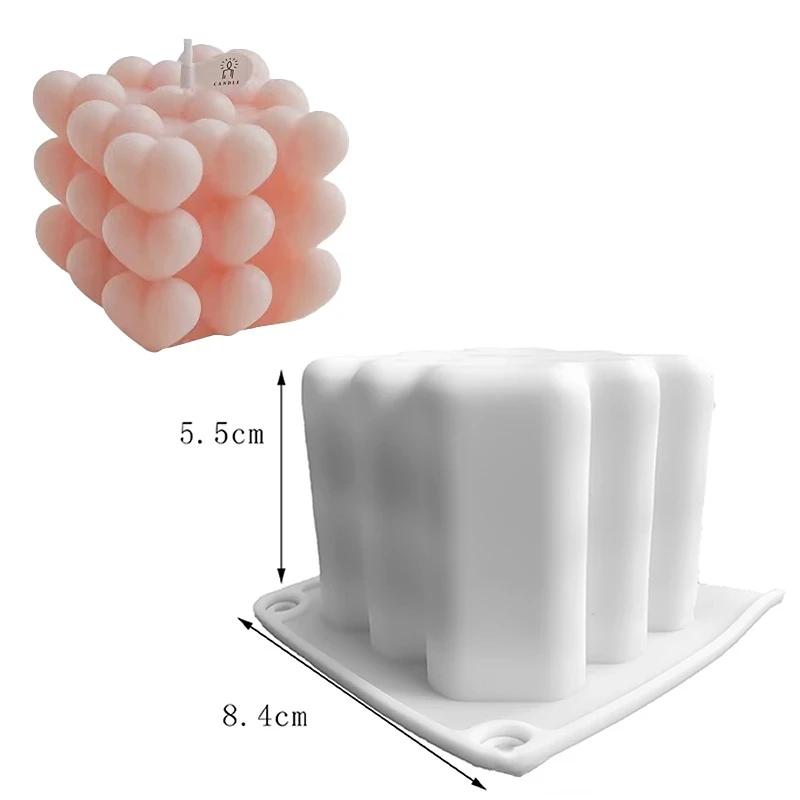

1 Pc Love Cube Silicone Mold for DIY Candles, Soap, Resin - Heart Shape Baking Chocolate Craft Mould