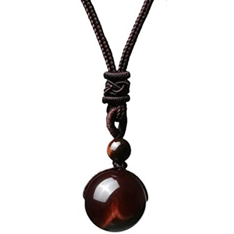 16mm Natural Obsidian & Tiger Eye Cross Necklace with Amethyst Pendant - Holiday Gift for Couples