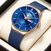 British Fashion Men's Watch Milanese Mesh Band Calendar Date Business Trendy Wristwatch Casual Scale Men's Timepiece