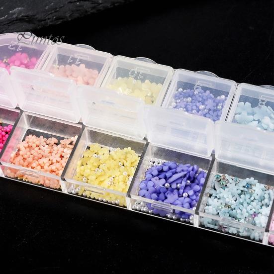 1 Box 3D Flower Nail Charms Multifunctional 12 Grid Design Phone Cases DIY Crafts Nail Art Supplies for Women