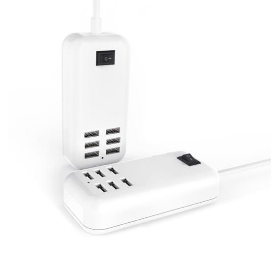 Portable 6 USB Port Hub Phone Charging Station Power Strip with On/Off Switch