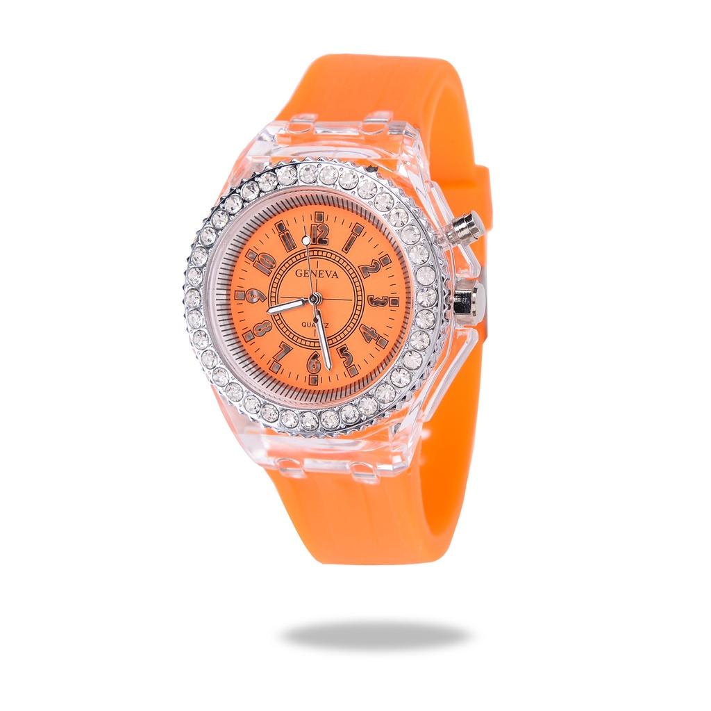 Stylish Unisex Quartz Watch With Transparent Dial Glow-in-the-dark And Water Resistance Geneva Silicone Sports Watch