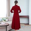 Wine Red Spring 2023 Elegant Wedding Banquet Dress for Middle-aged Mothers