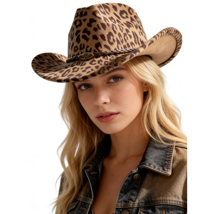 Novo chapéu fedora de aba larga para outono e inverno para homens e mulheres, chapéu de jazz de lã moda estilo britânico estampa de leopardo europeu e americano, vintage