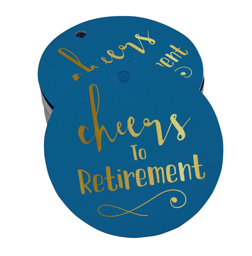 Inkdotpot Pack Of 100 Real Gold Foil Paper Tags Cheers To Retirement Favor Hang