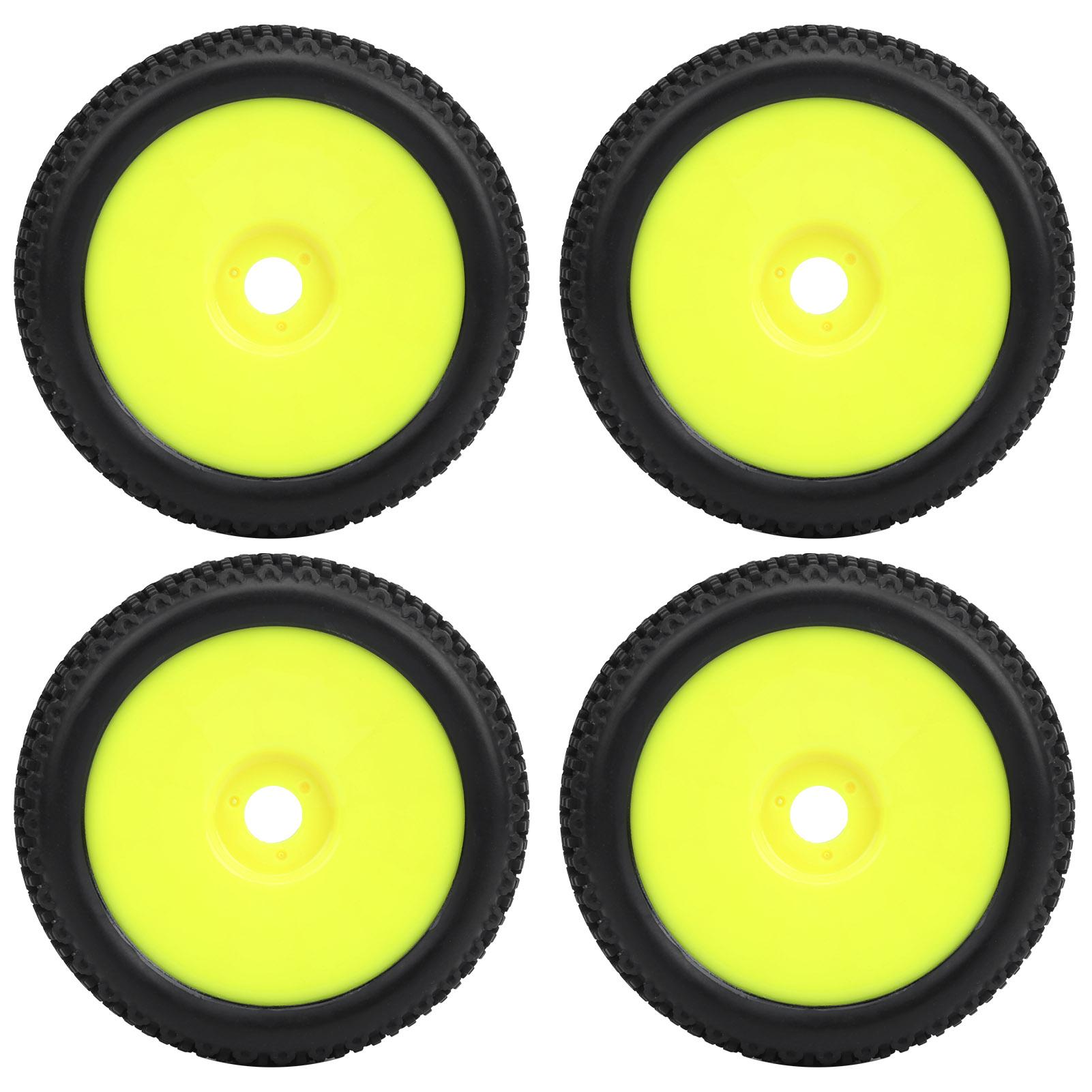 

4 шт. Шини для радіокерованої машини Жовті колісні диски Гумові шини Аксесуар Модернізовані деталі для моделі радіокерованої машини 1/18