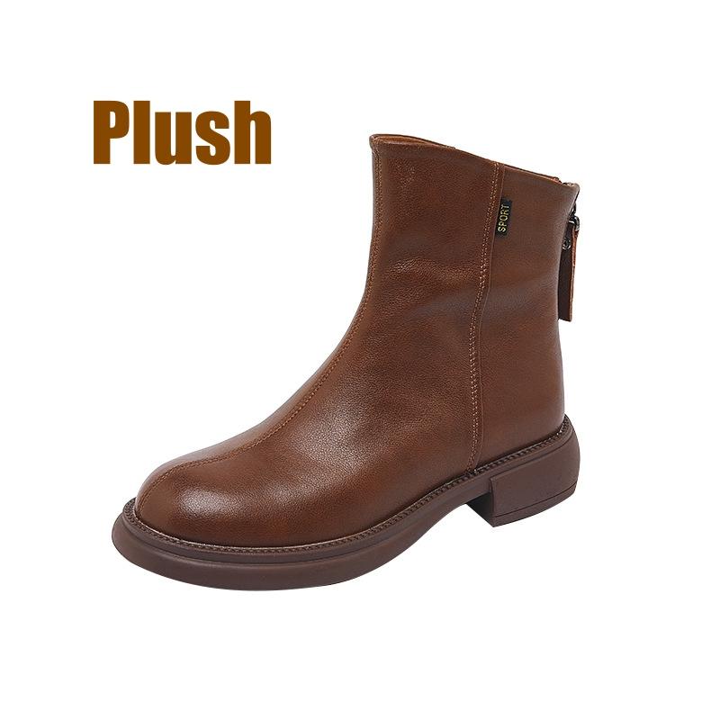 

Women s Genuine Leather Female mother Ankle Boots Shoes Split Zipper Winter Fur Plush Warm Autumn Zapatos Mujer Platform 41
