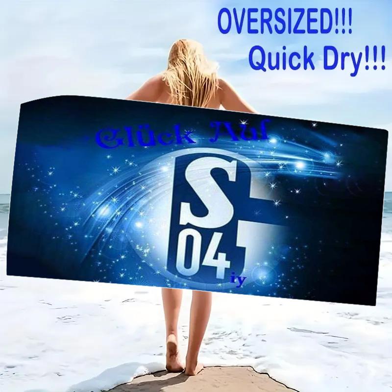 FC Schalke 04 Logo Print Beach Towel, Large Soft Quick Dry Towel for Beach Camping Swimming