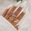 European and American new dripping butterfly imitation gemstone and diamond ring set Geometric twist ring seven-piece set