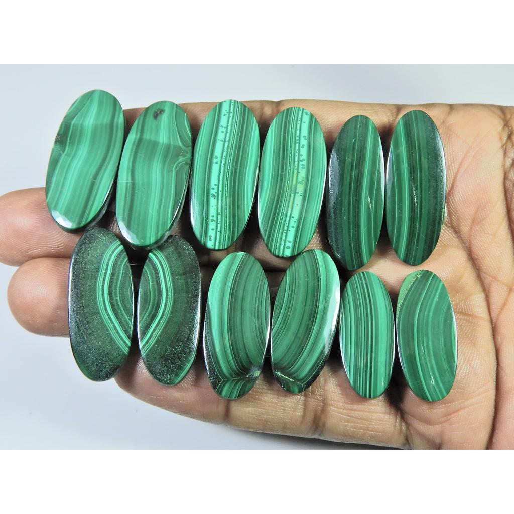304Cts.Natural Malachite Matched Pair Oval Cabochon Loose Gemstone 6Pair Lot C-860