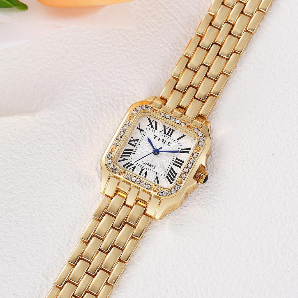 TikTok-Inspired Women's Square Diamond Quartz Watch with Steel Band