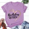 Fashion Women T Shirts Birthday Queen Print Birthday Party Short Sleeve T-shirt Lady Girl Casual Summer Cool Top Plus Size
