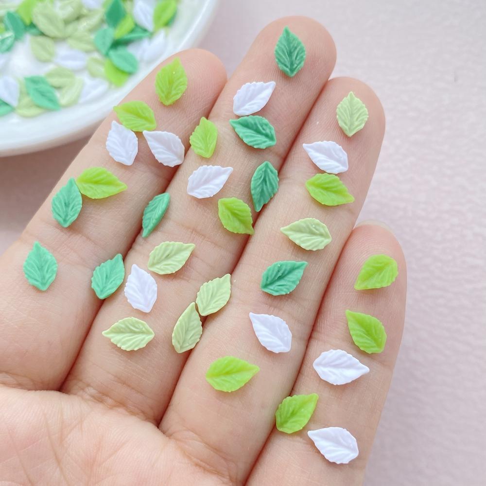 200Pcs New Cute Resin Mini Small Leaves Flatback Jewelry Making Manicure Hairwear Accessories