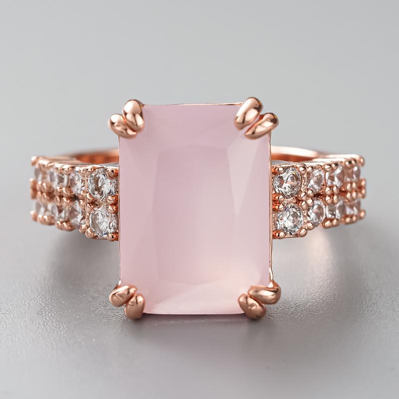 

Huitan Graceful Rose Gold Color Engagement Ring with Pink Stone Shiny Cubic Zirconia Finger Accessories for Wedding Ceremony 6