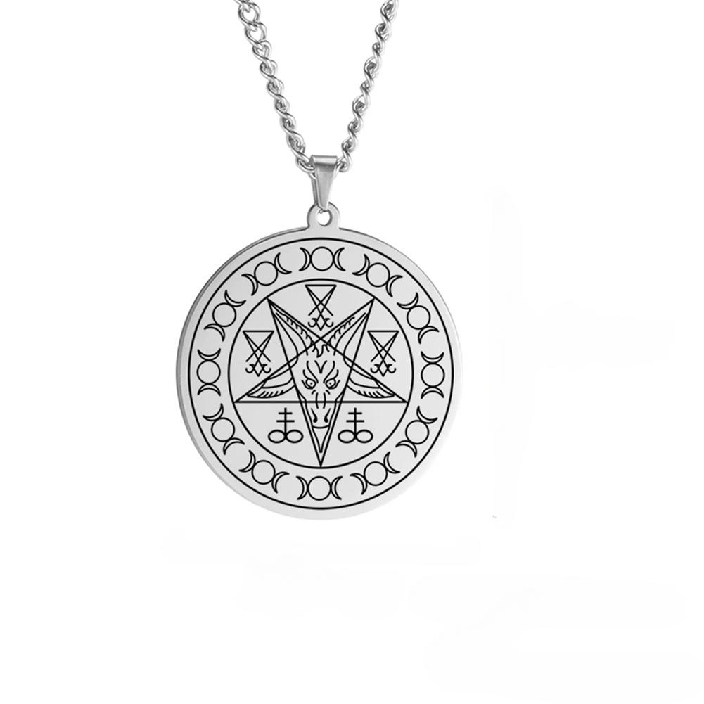 

Сатанинский Бафомет Кулон Ожерелье Сигил Люцифера Сатана Коза Голова Демон Ожерелье Из нержавеющей стали Ювелирные изделия