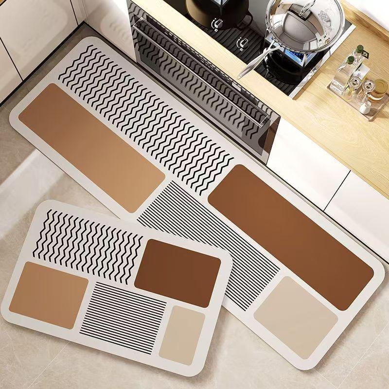 Nordic Diatomaceous Earth Kitchen Mat: Water & Oil Absorbent, Stain-Resistant, Non-Slip, Easy Care.