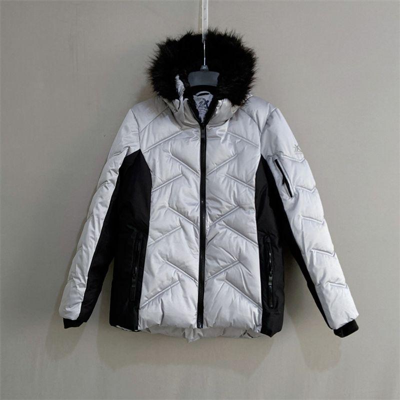 Export USA ZX Plus Size Women's Clothing Autumn and Winter Thickened Fur Collar Hood Cotton-Padded Coat Faux Fur Quilted Coat