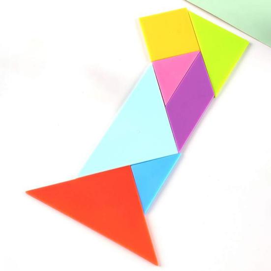1 Set Tangram Puzzle Hands-on Ability Bright Colors Lightweight Parent-children Interactive Jigsaw Tangram Toy for Kindergarten