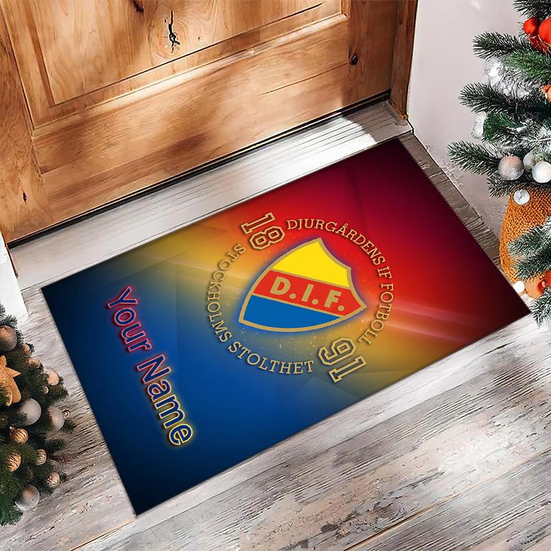 Djurgårdens IF Printed Crystal Velvet Rug Non‑Slip Crystal Velvet Carpet For Sofa Bedroom Indoor Home Decoration