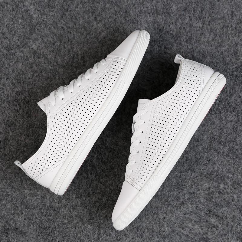 Fashion Genuine Leather White Men's Shoes 2024 new Designer White Shoes Comfy Walking Shoes Lace-up Business Outdoor Zapatos Para Hombre