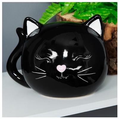 [Q6484] - Ceramic Piggy Bank 'Cats' Black (head) - 17x12 Cm