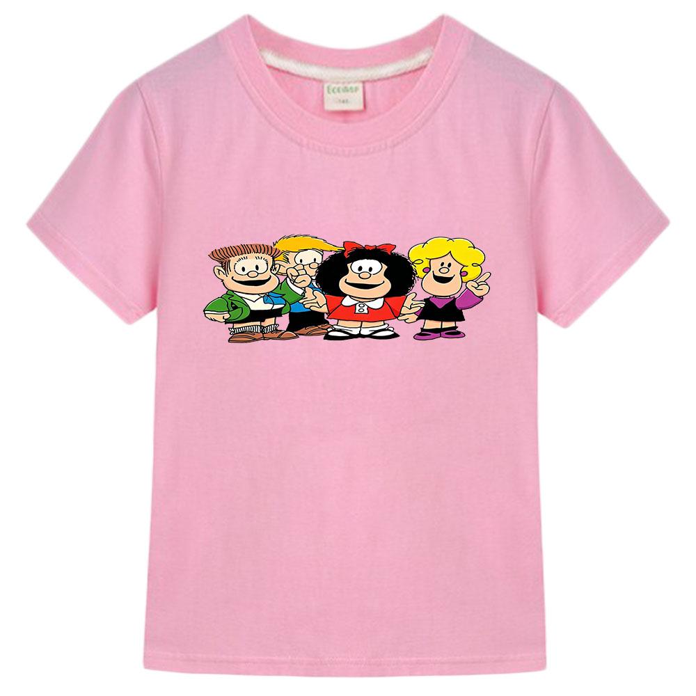 Mafalda Print Kids T-shirt Cotton Cartoon Girls Tops Boys Short Sleeve Graphic Manga Tees Summer Children's Clothing Camisetas